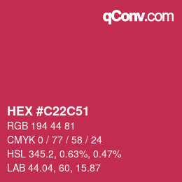 カラーコード: HEX #C22C51 | qconv.com