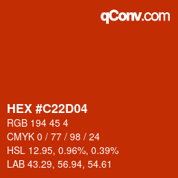 カラーコード: HEX #C22D04 | qconv.com