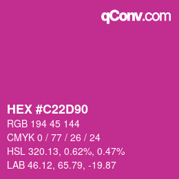 カラーコード: HEX #C22D90 | qconv.com