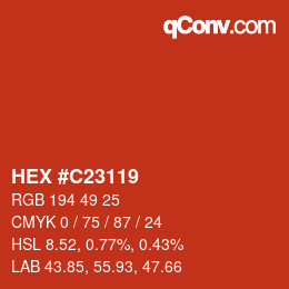 Color code: HEX #C23119 | qconv.com