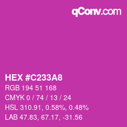 カラーコード: HEX #C233A8 | qconv.com