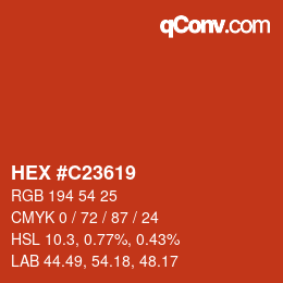 Farbcode: HEX #C23619 | qconv.com