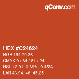 カラーコード: HEX #C24624 | qconv.com