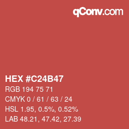 Code couleur: HEX #C24B47 | qconv.com