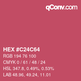 颜色代码: HEX #C24C64 | qconv.com