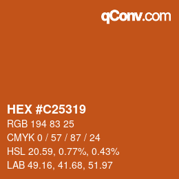 Color code: HEX #C25319 | qconv.com