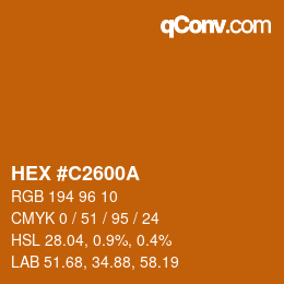 Color code: HEX #C2600A | qconv.com