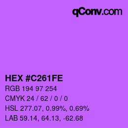 カラーコード: HEX #C261FE | qconv.com