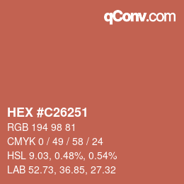 カラーコード: HEX #C26251 | qconv.com