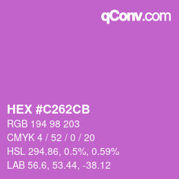 Code couleur: HEX #C262CB | qconv.com