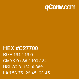 Color code: HEX #C27700 | qconv.com