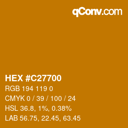 Color code: HEX #C27700 | qconv.com