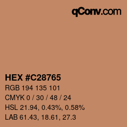 Código de color: HEX #C28765 | qconv.com