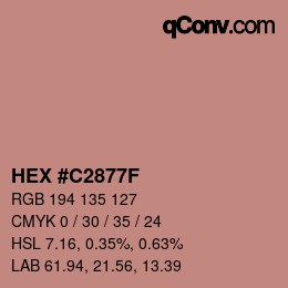 颜色代码: HEX #C2877F | qconv.com