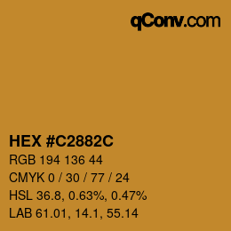 Color code: HEX #C2882C | qconv.com