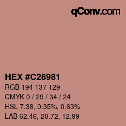 カラーコード: HEX #C28981 | qconv.com