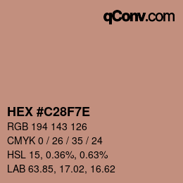 カラーコード: HEX #C28F7E | qconv.com