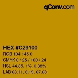 颜色代码: HEX #C29100 | qconv.com