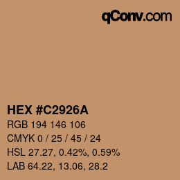 カラーコード: HEX #C2926A | qconv.com
