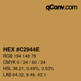 カラーコード: HEX #C2944E | qconv.com