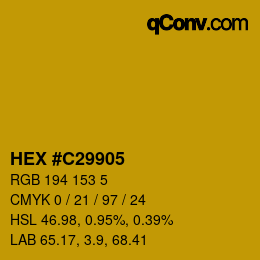 颜色代码: HEX #C29905 | qconv.com