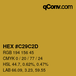Farbcode: HEX #C29C2D | qconv.com