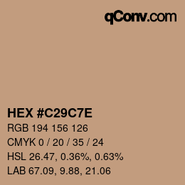 Color code: HEX #C29C7E | qconv.com