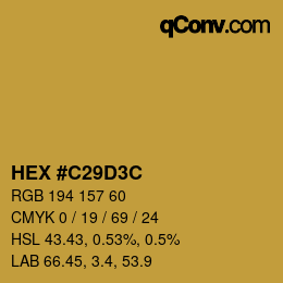 Color code: HEX #C29D3C | qconv.com