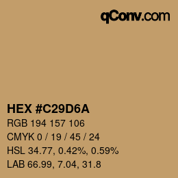カラーコード: HEX #C29D6A | qconv.com