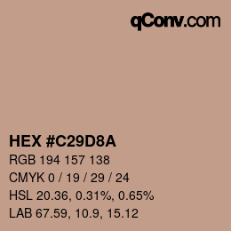 Código de color: HEX #C29D8A | qconv.com