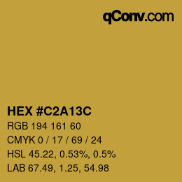 カラーコード: HEX #C2A13C | qconv.com