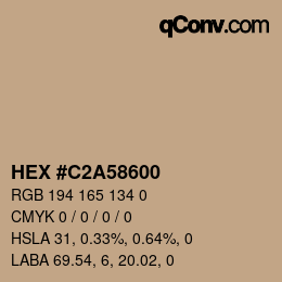 Color code: HEX #C2A58600 | qconv.com