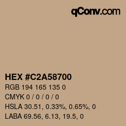 Color code: HEX #C2A58700 | qconv.com
