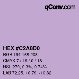 カラーコード: HEX #C2A8D0 | qconv.com
