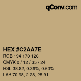 Color code: HEX #C2AA7E | qconv.com