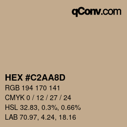 Color code: HEX #C2AA8D | qconv.com