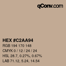 Color code: HEX #C2AA94 | qconv.com