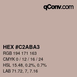 颜色代码: HEX #C2ABA3 | qconv.com