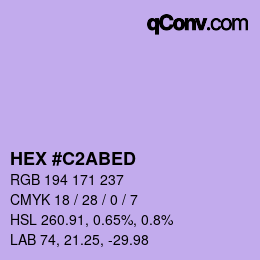 颜色代码: HEX #C2ABED | qconv.com