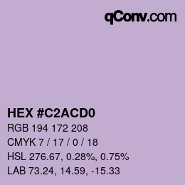 カラーコード: HEX #C2ACD0 | qconv.com