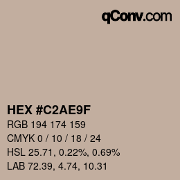 Color code: HEX #C2AE9F | qconv.com
