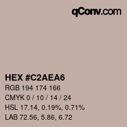 Color code: HEX #C2AEA6 | qconv.com