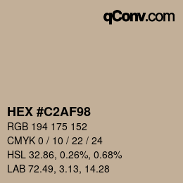 Farbcode: HEX #C2AF98 | qconv.com