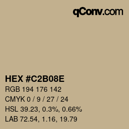Color code: HEX #C2B08E | qconv.com