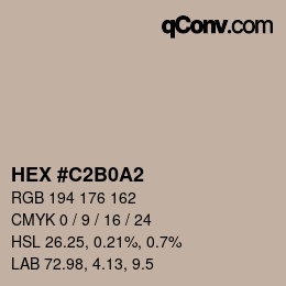 カラーコード: HEX #C2B0A2 | qconv.com