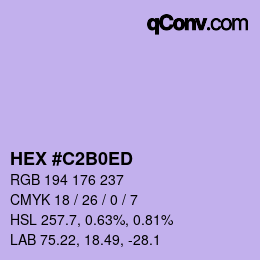颜色代码: HEX #C2B0ED | qconv.com
