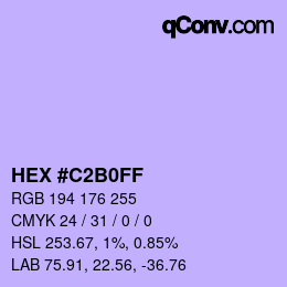 Color code: HEX #C2B0FF | qconv.com