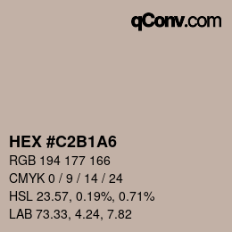 カラーコード: HEX #C2B1A6 | qconv.com
