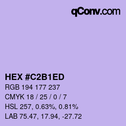 颜色代码: HEX #C2B1ED | qconv.com