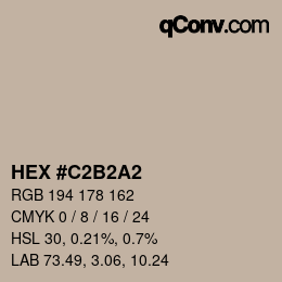 カラーコード: HEX #C2B2A2 | qconv.com